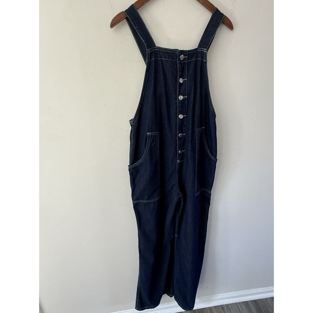 Denim Overalls Womens Grunge Streetwear 90s Retro Y2K Blue Dark Wash Casual